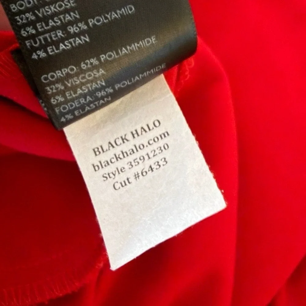 Black Halo Womens Size 8 Jumpsuit Red Ruffle Shoulder Formal Cocktail City Sleek